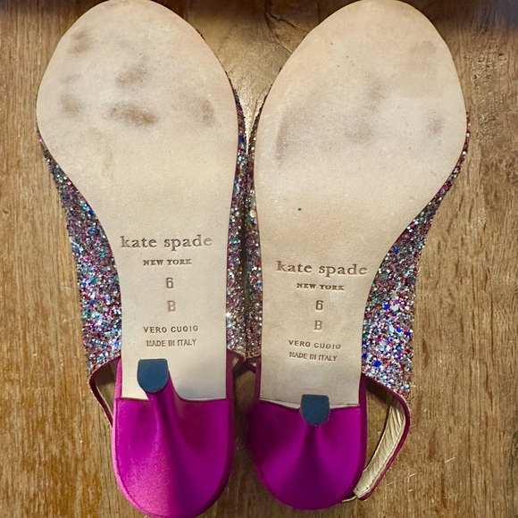 NWB KATE SPADE Hot Pink Multi Glitter Bow Heels US 6 - Picture 8 of 11